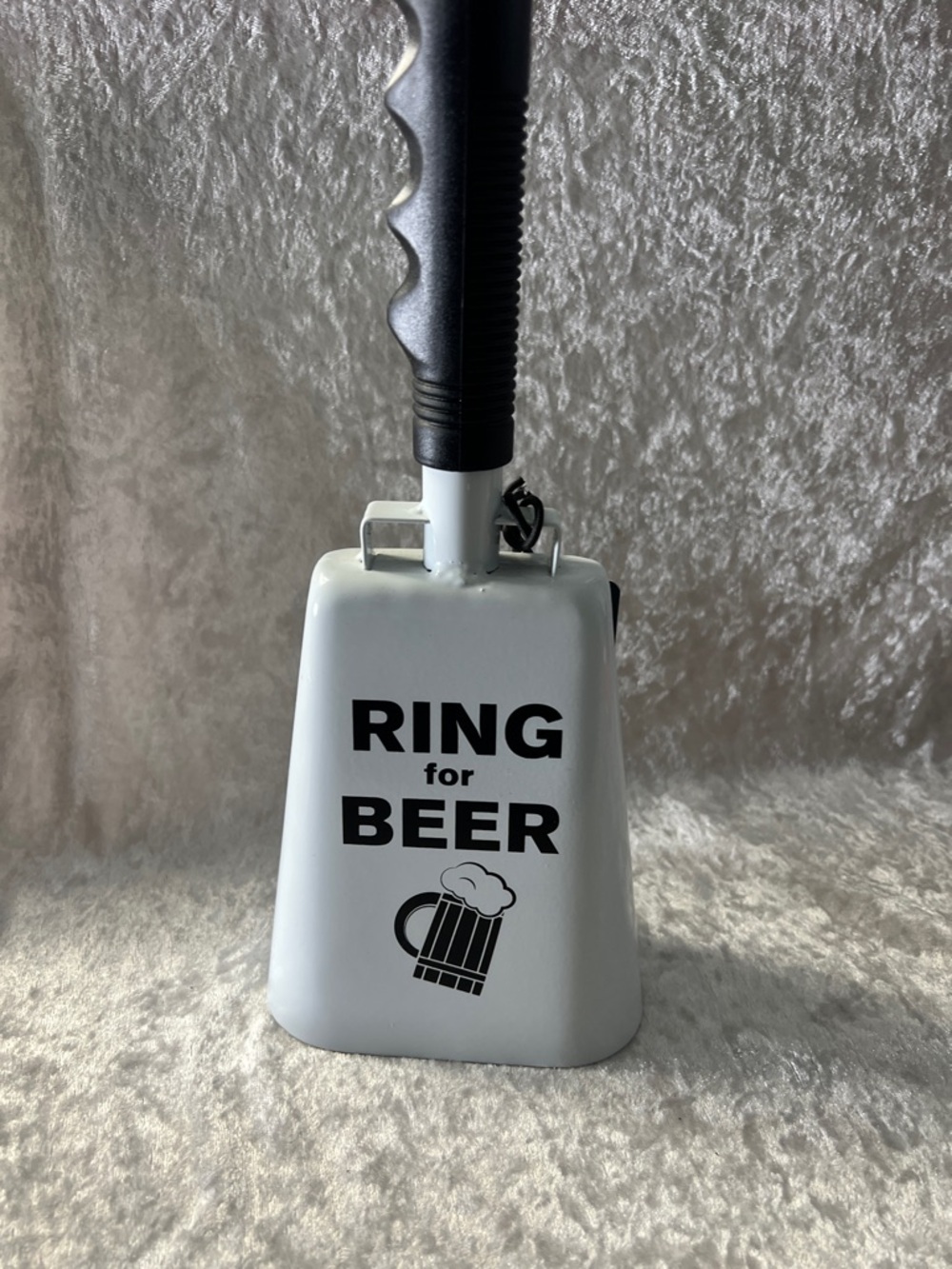 Ring for Beer White Cowbell with Handle